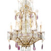 Bronze & Crystal Chandelier with Amethyst Prisms