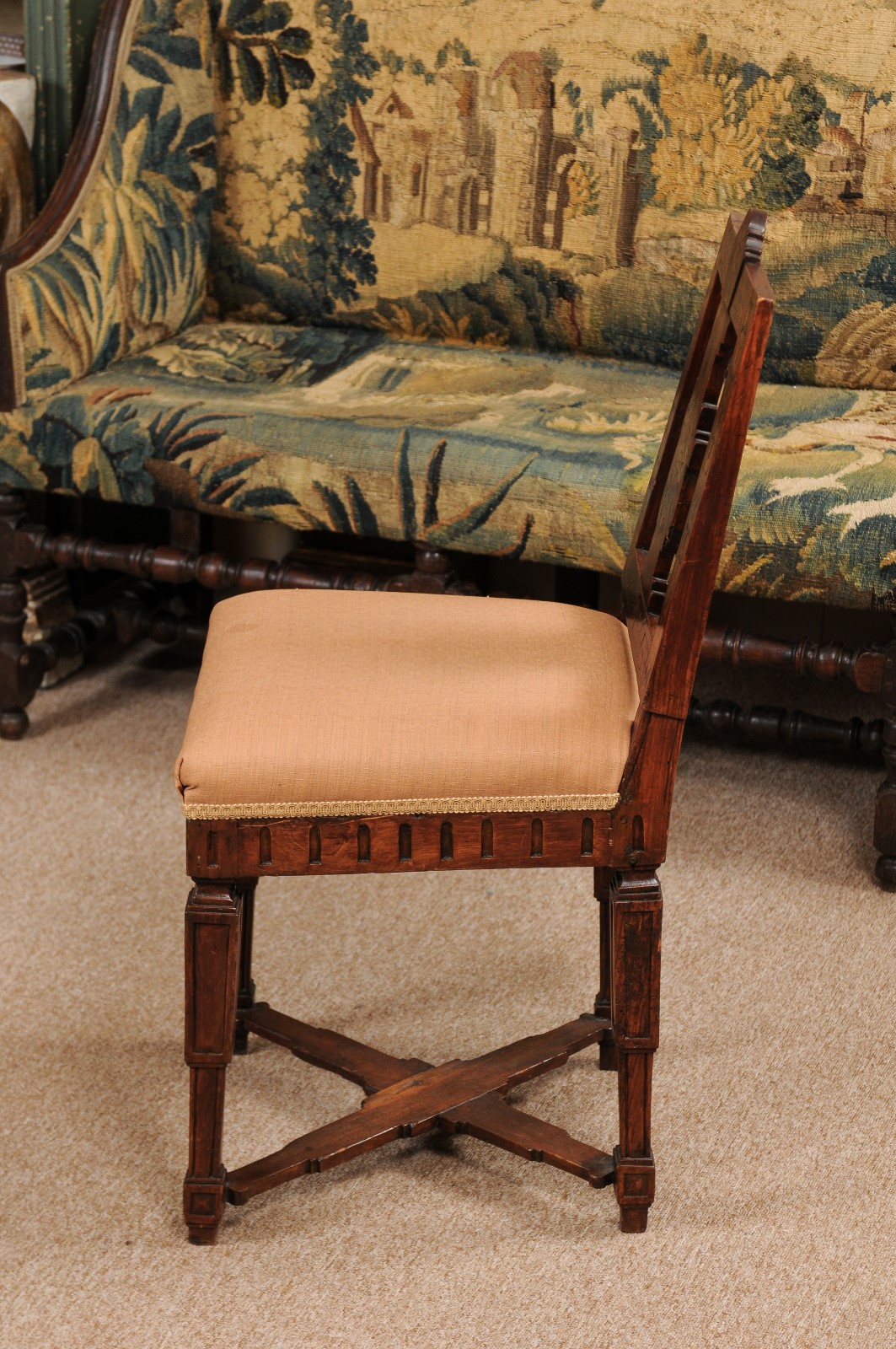 Download 19th Century Italian Neoclassical Style Side Chair with Parquetry Inlay, Fluting, & X-Leg ...