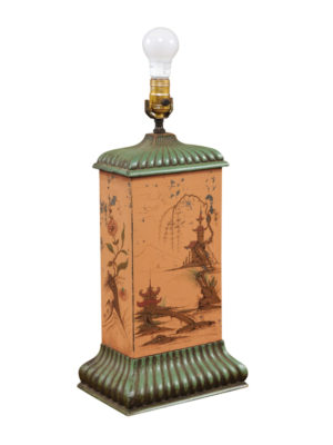 Tole Lamp with Chinoiserie Decoration