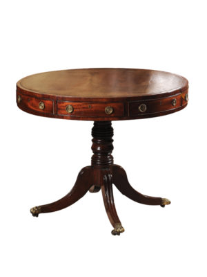 19th Century English Regency Style Mahogany Drum Table