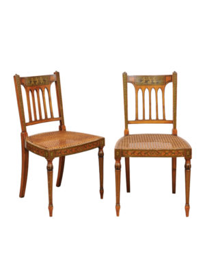 George III Satinwood Side Chairs with Cane Seats