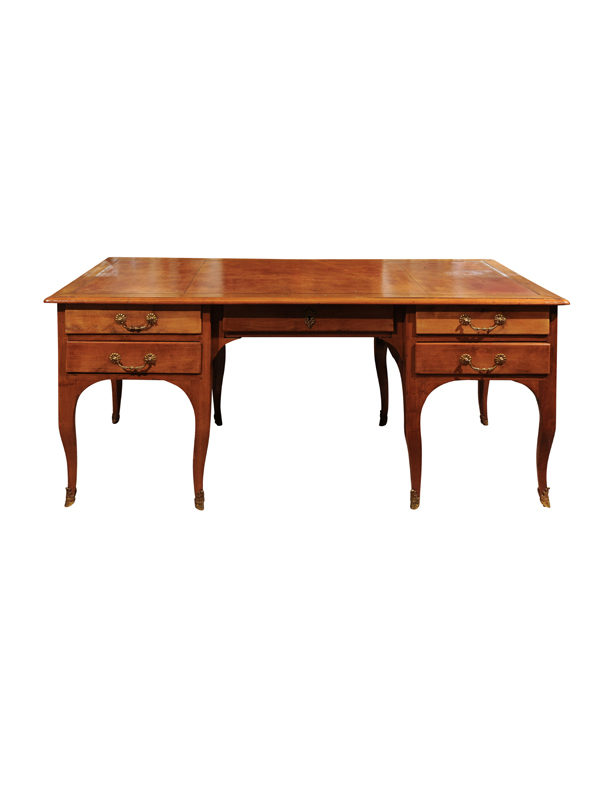 19th Century French Louis Xv Style Fruitwood Partner S Desk With