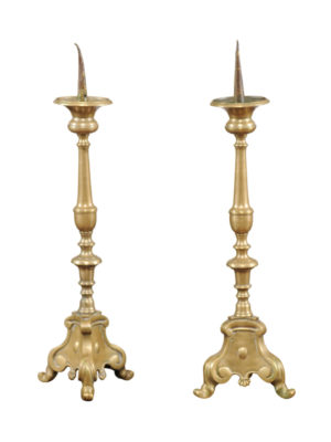 Pair 17th Century French Brass Candlesticks