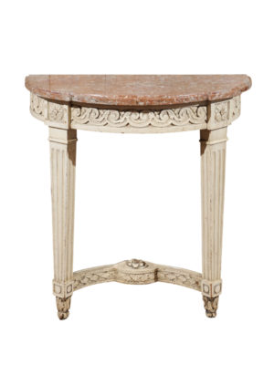 Louis XVI Period Painted Demilune Console with Marble Top