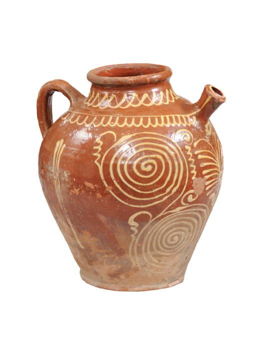 French Pottery Jug with Slip Decoration