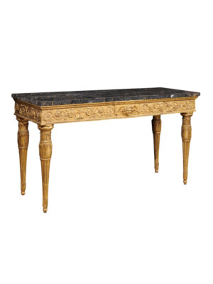18th Century Italian Neoclassical Giltwood & Marble Console