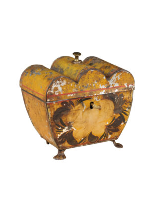 19th C. English Painted Tole Tea Caddy
