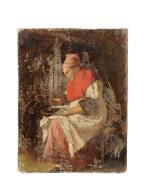 19th C. Oil on Board Painting of a Woman