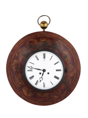 19th Century French Red Painted Tole Wall Clock