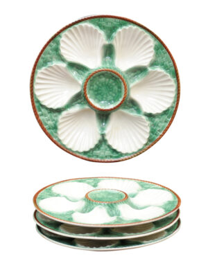 4 Majolica Oyster Plates
