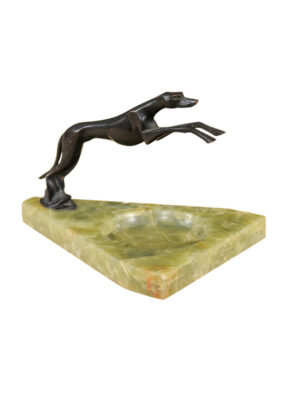 Bronze Greyhound Dog on Marble Base