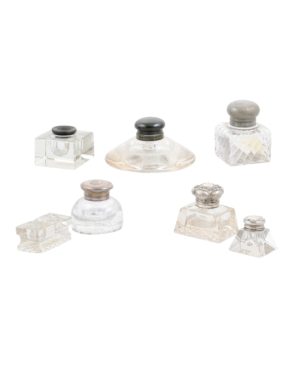 Collection of Cut Crystal Inkwells
