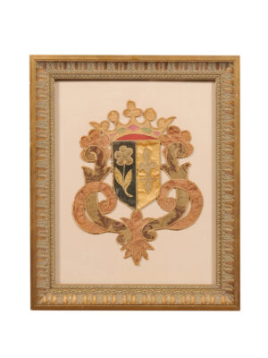 Framed 19th Century Embroidered Coat of Arms