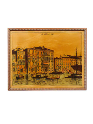 Framed Venice Canal Painting