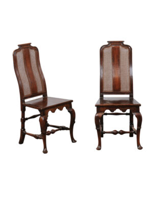 Pair 18th Century Queen Anne Walnut Hall Chairs
