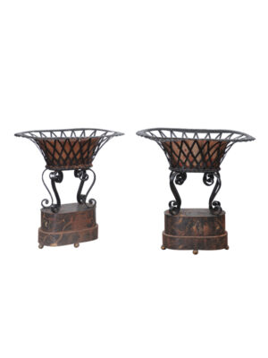 Pair 19th Century French Tole & Iron Planters