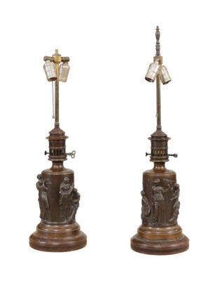 Pair Neoclassical Style Bronze Lamps