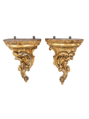 Pair Rococo Style Giltwood Wall Brackets