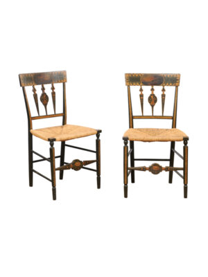 Pair Sheraton Painted Side Chairs