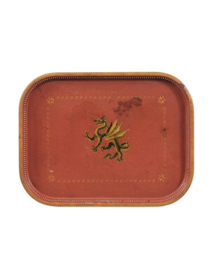 Vintage Red Painted Tole Tray