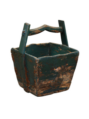 Rustic Green Painted Wooden Bucket